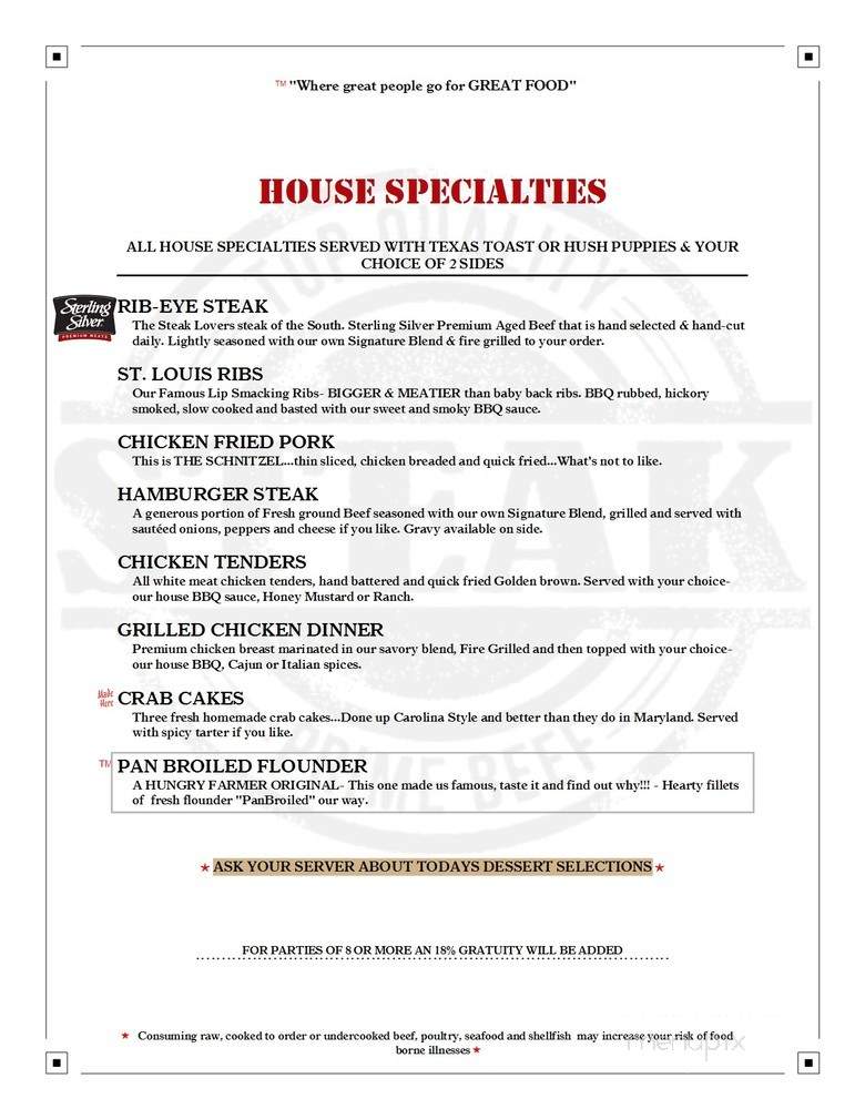 The Hungry Farmer Restaurant - Clinton, NC menu_pic
