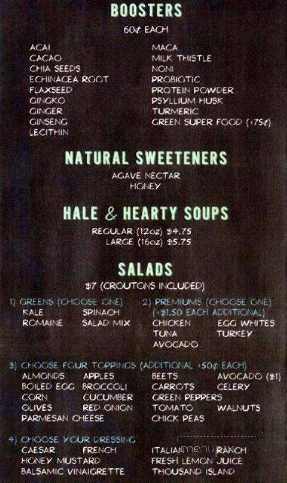 The Pump Juice Bar - Brooklyn, NY menu_pic