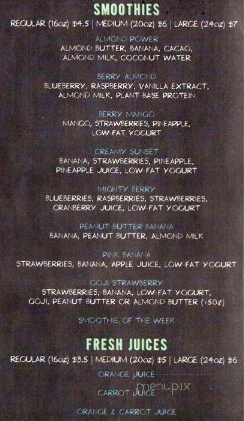 The Pump Juice Bar - Brooklyn, NY menu_pic
