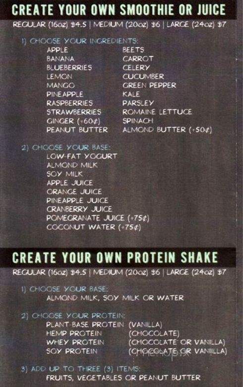 The Pump Juice Bar - Brooklyn, NY menu_pic