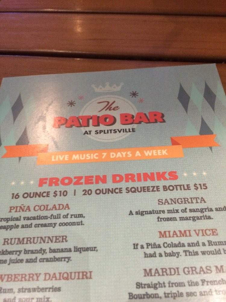 The Patio Bar-Splitsville - Orlando, FL menu_pic