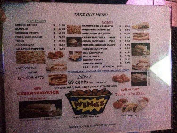 The Old Cozy Cove Bar - Saint Cloud, FL menu_pic