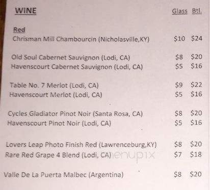 Corbin Cellars - Corbin, KY menu_pic