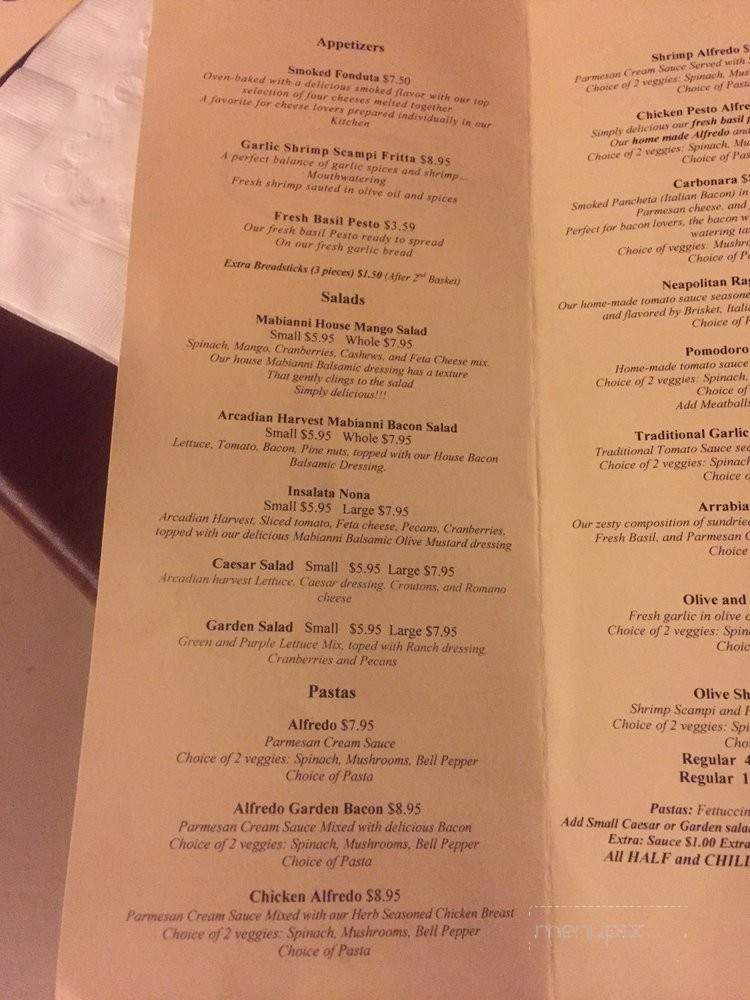 Ristorante Mabianni Main Street Station - Adairsville, GA menu_pic