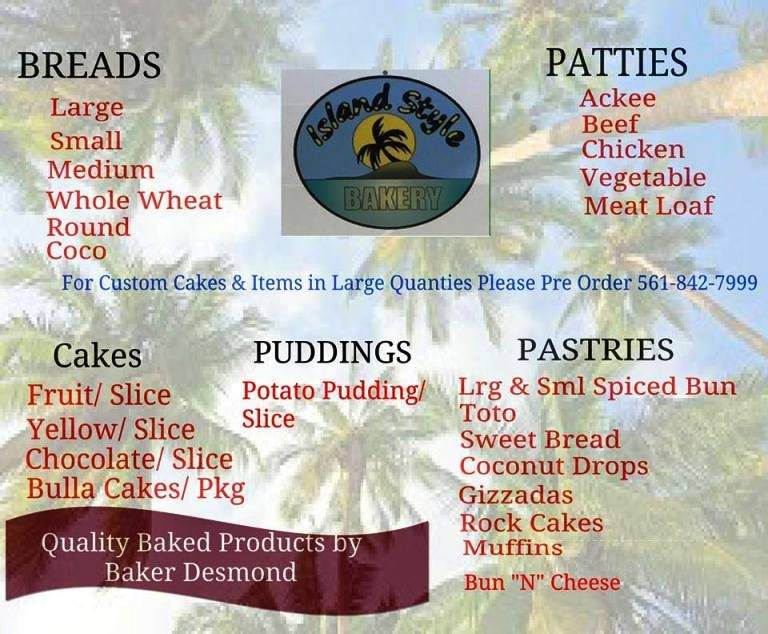 Island Style Carribbean Bakery - West Palm Beach, FL menu_pic