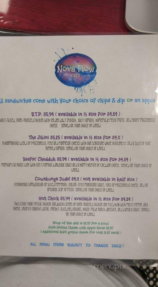 Nova Flow Cafe - Clarksville, TN menu_pic