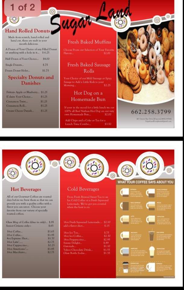 Sugarland Donuts and More - Eupora, MS menu_pic