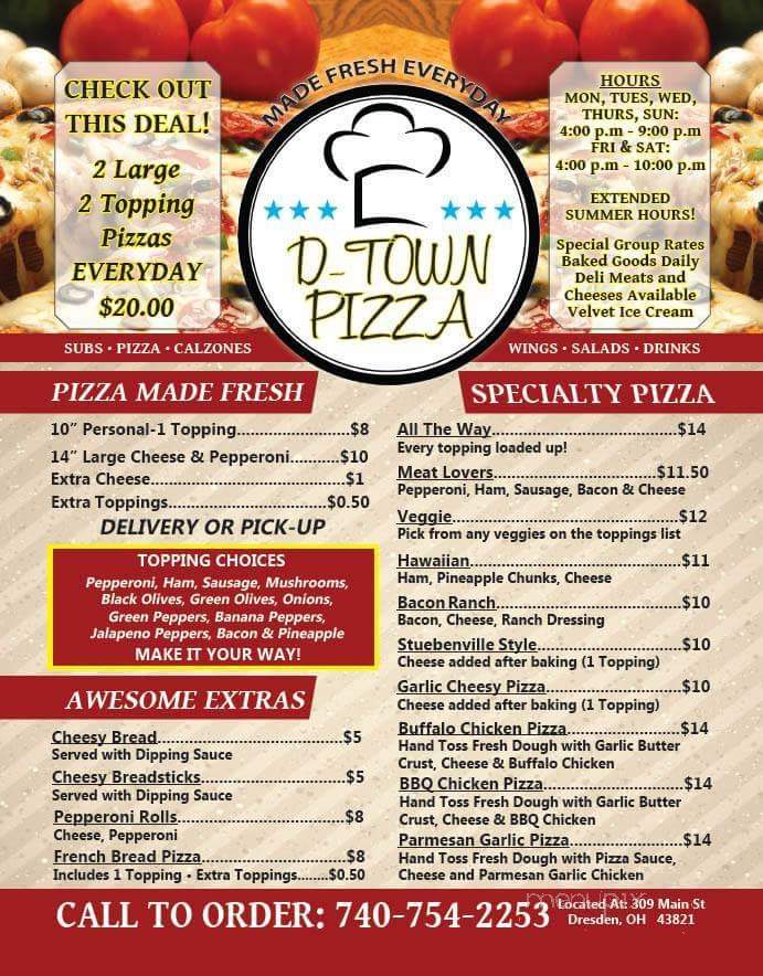 D-Town Pizza - Dresden, OH menu_pic