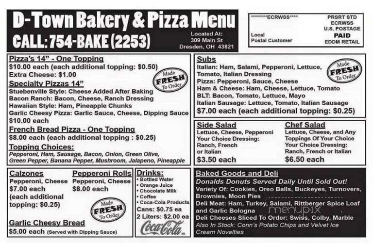 D-Town Pizza - Dresden, OH menu_pic