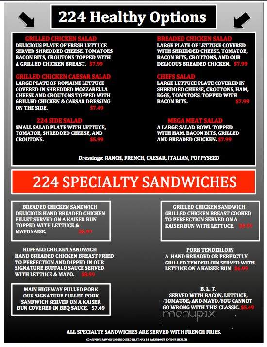 224 Pub And Grill - Decatur, IN menu_pic