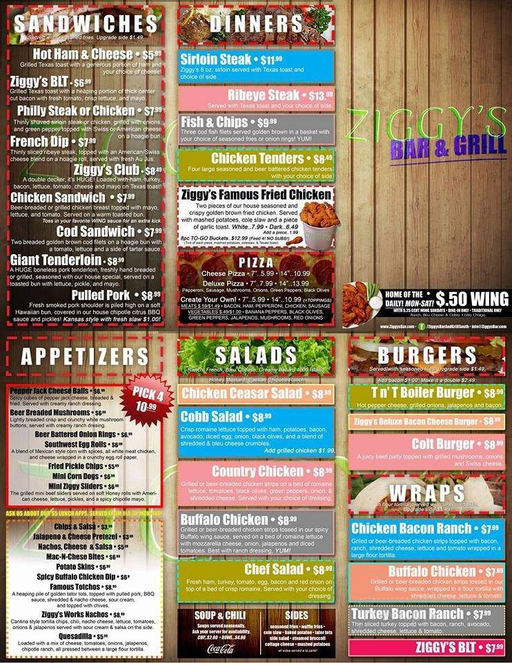 Ziggy's Bar & Grill - Indianapolis, IN menu_pic