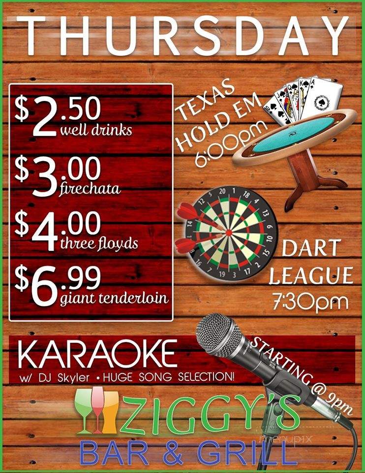 Ziggy's Bar & Grill - Indianapolis, IN menu_pic