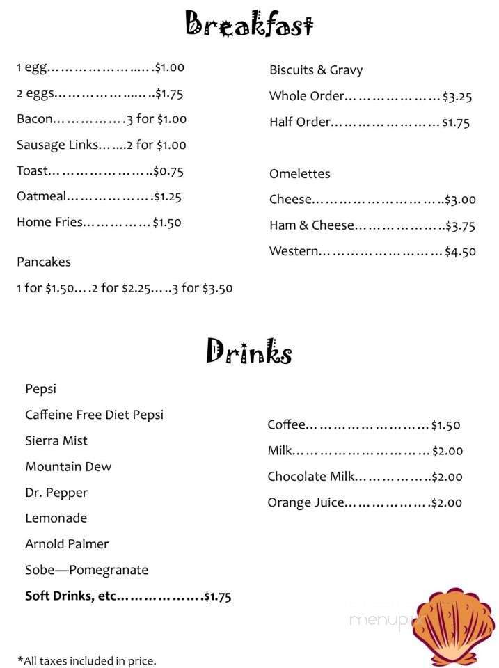 Sea Shack - Greensburg, IN menu_pic