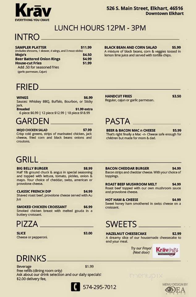 Krav - Elkhart, IN menu_pic