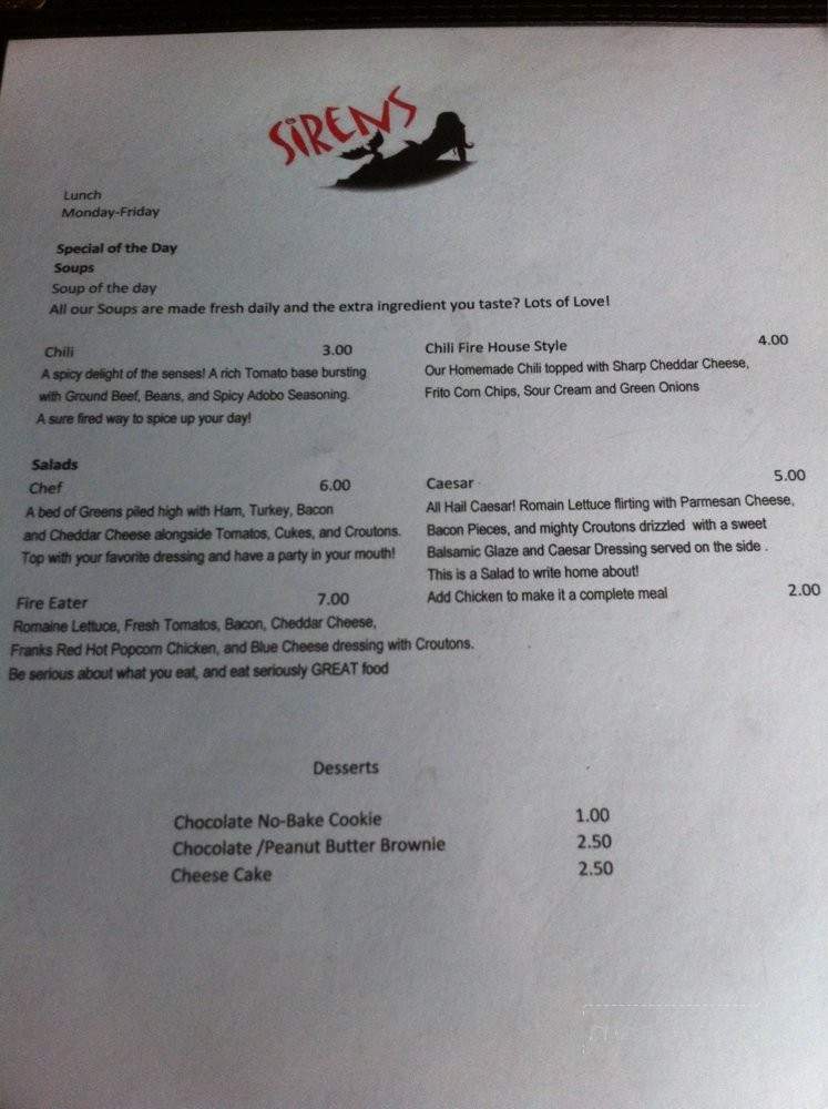 Sirens - Saint Johns, MI menu_pic