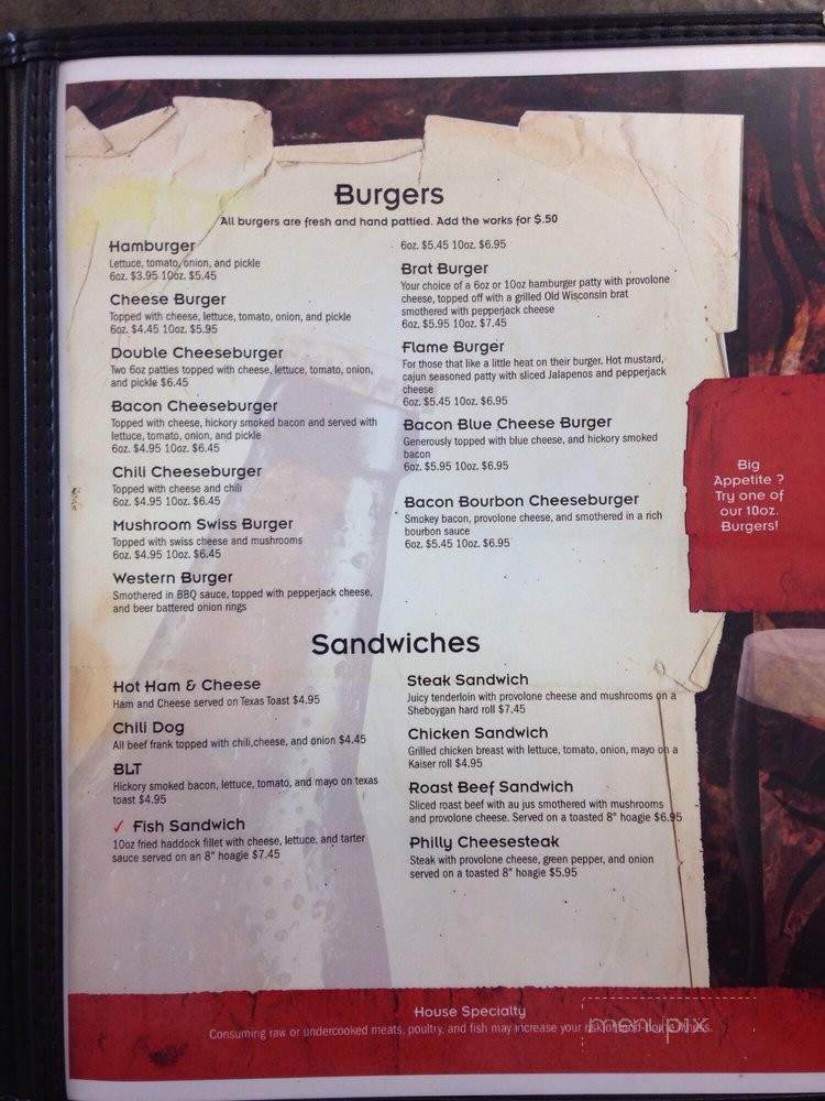 I Don't Know Saloon Bar And Grill - Crivitz, WI menu_pic