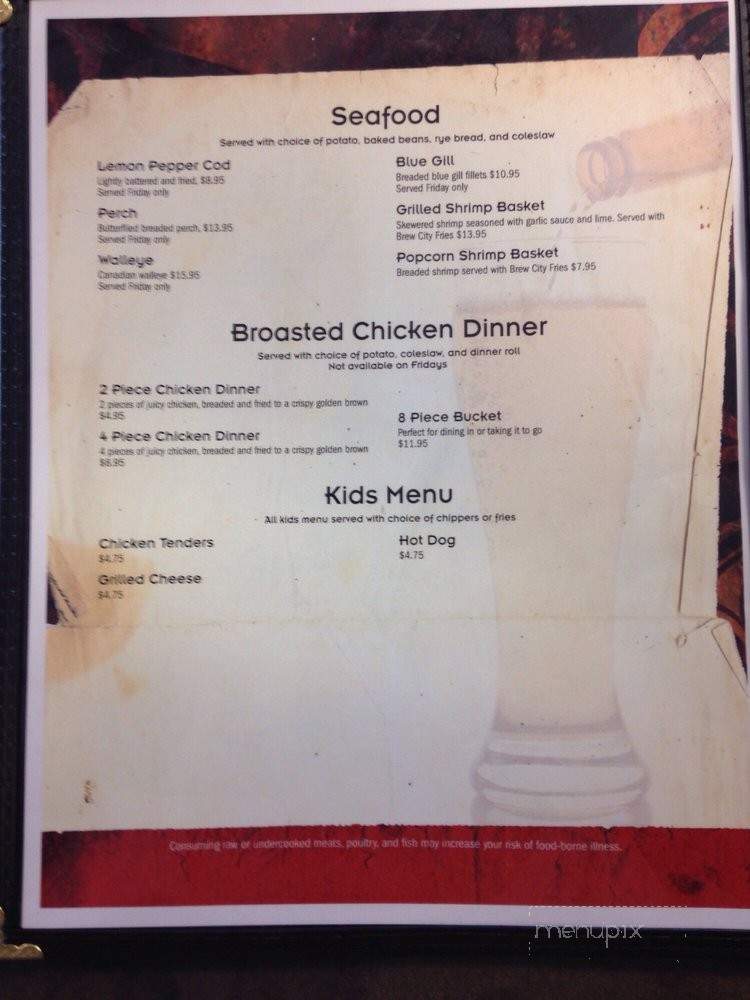 I Don't Know Saloon Bar And Grill - Crivitz, WI menu_pic