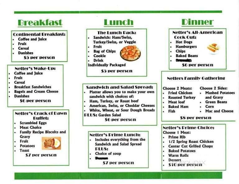 Netters Restaurant - Bremen, IN menu_pic