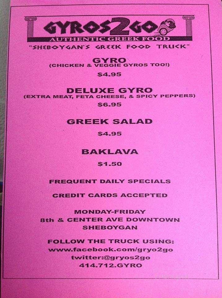 Gyros 2 Go - Sheboygan, WI menu_pic