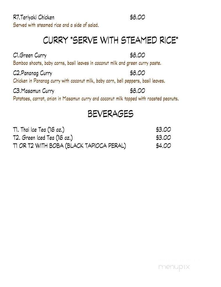 BB Kitchen Authentic Thai - Tomahawk, WI menu_pic