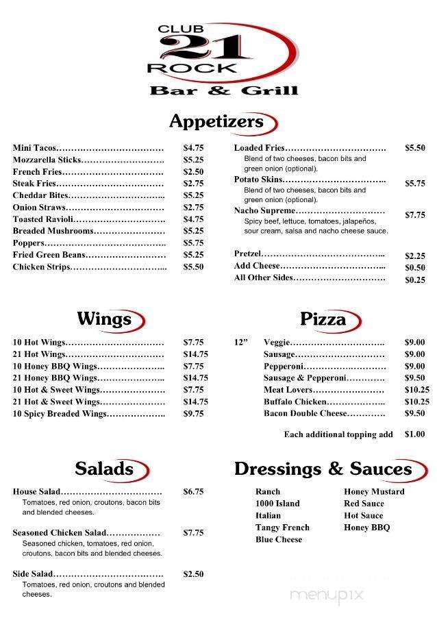 21 Rock - Arnold, MO menu_pic