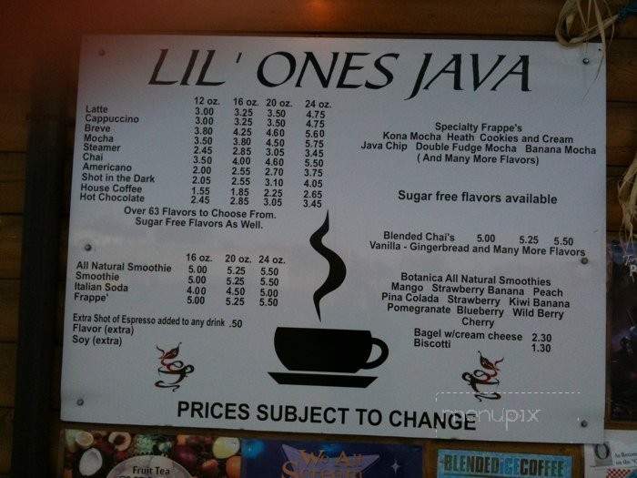 Lil' One's Java - Roosevelt, UT menu_pic