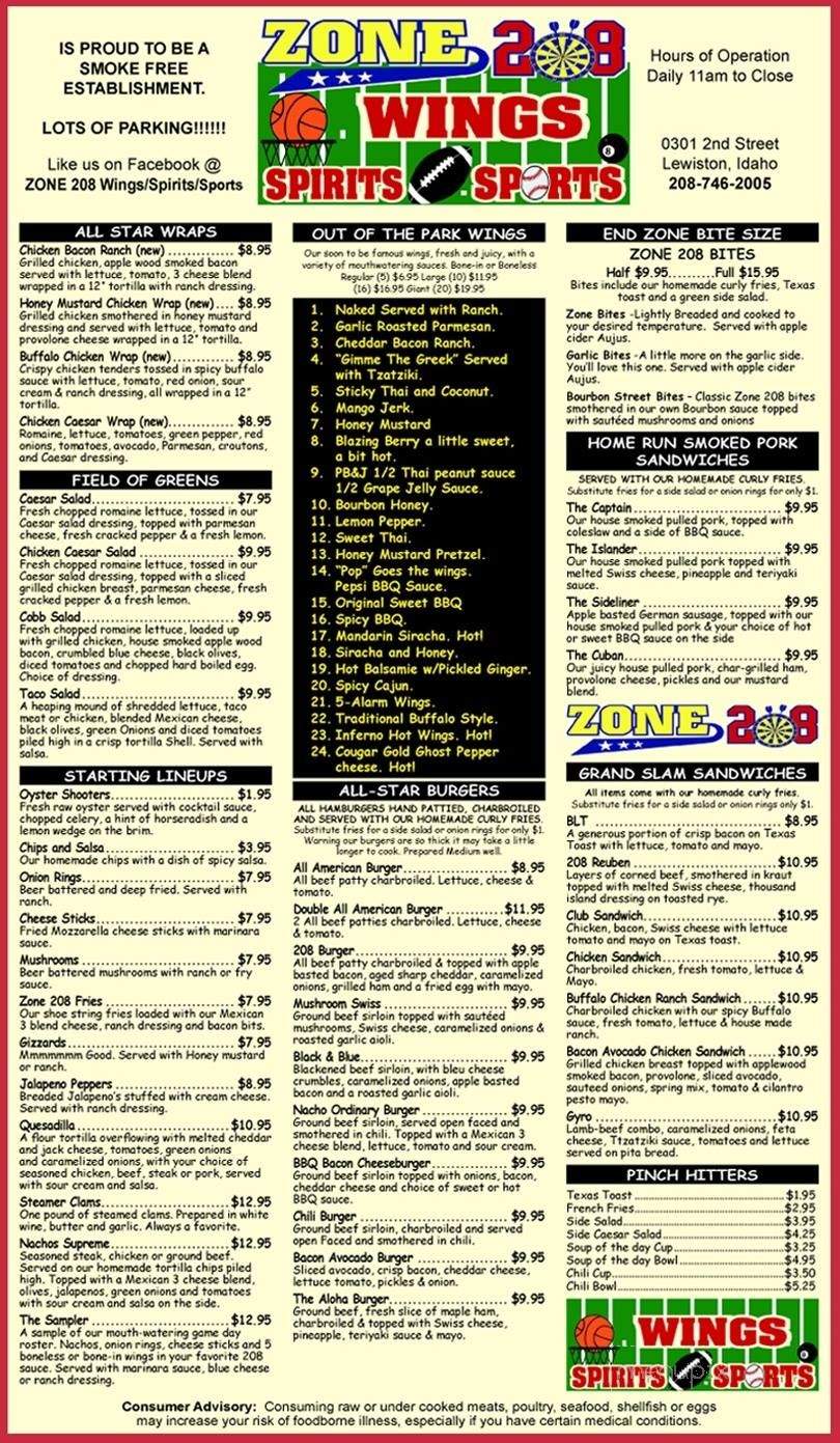 Zone 208 - Lewiston, ID menu_pic