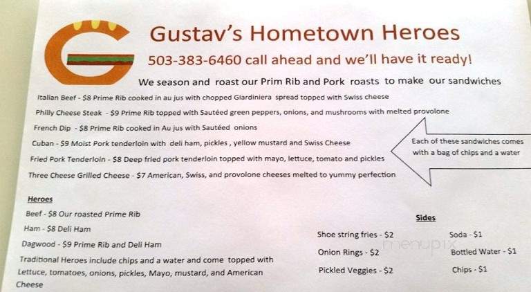 Gustav's Hometown Heroes - Salem, OR menu_pic