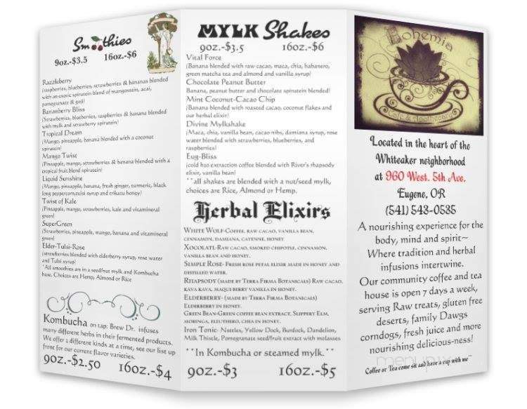 Bohemia Cafe & Apothecary - Eugene, OR menu_pic