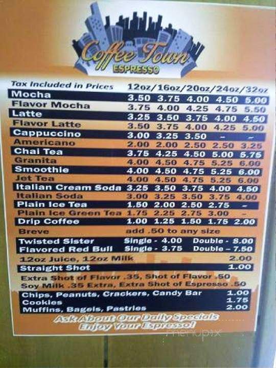 Coffee Town Espresso - West Richland, WA menu_pic