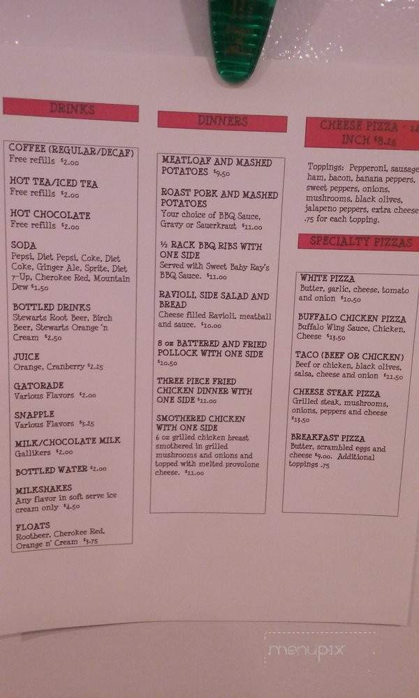 Jennerstown Tasty Diner - Stoystown, PA menu_pic