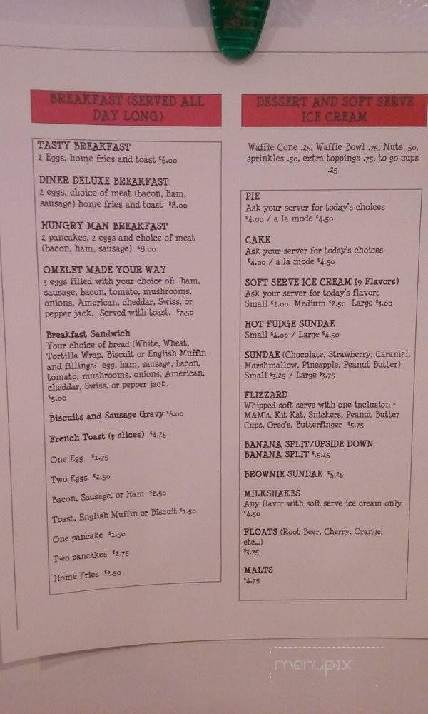 Jennerstown Tasty Diner - Stoystown, PA menu_pic