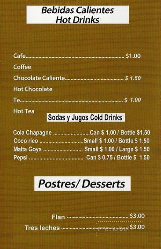 Sanchez Restaurant - Philadelphia, PA menu_pic