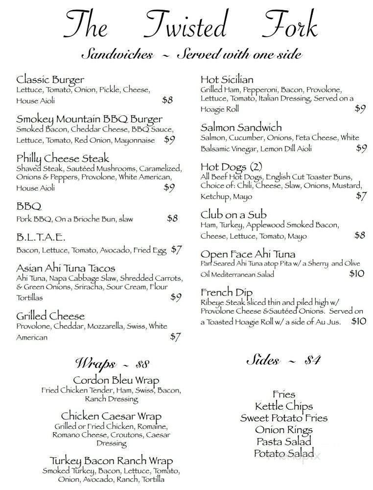 The Twisted Fork - Hampton, VA menu_pic