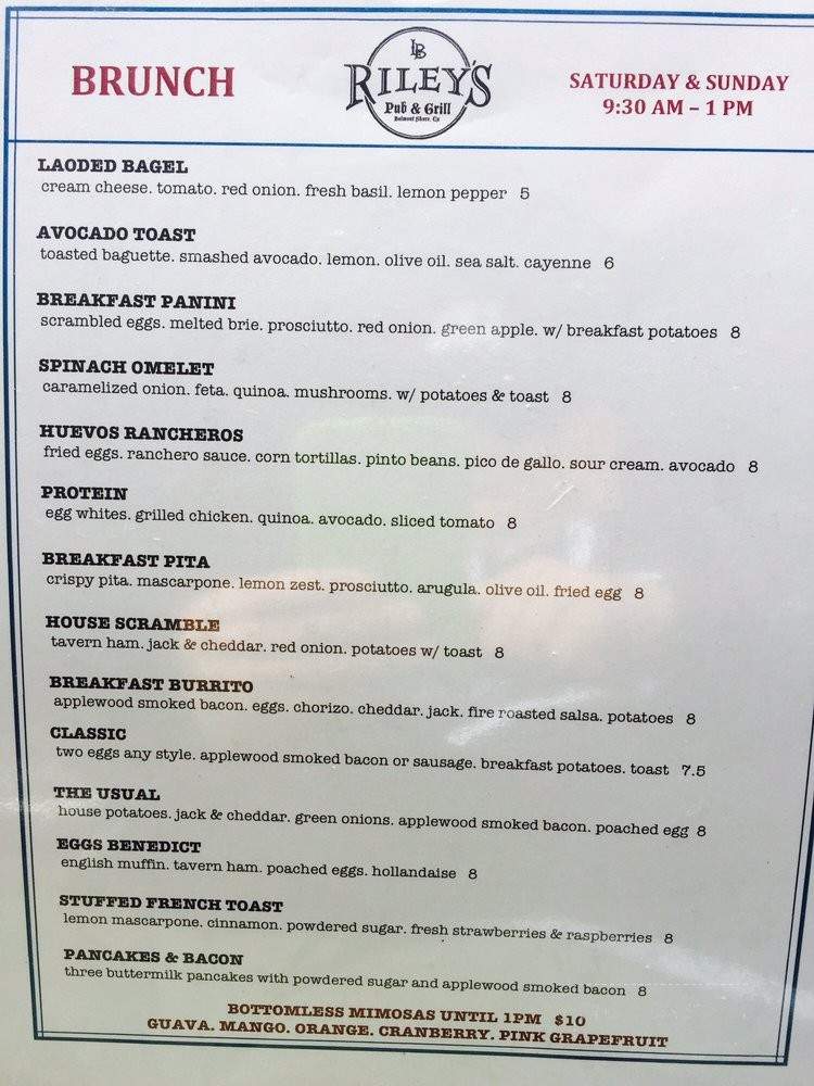 Riley's Belmont Shore Bar and Grill - Long Beach, CA menu_pic