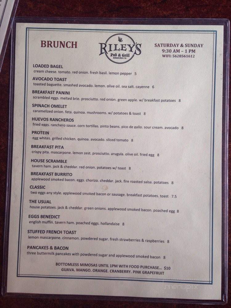 Riley's Belmont Shore Bar and Grill - Long Beach, CA menu_pic