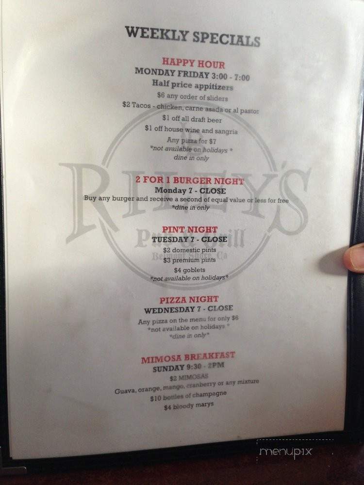 Riley's Belmont Shore Bar and Grill - Long Beach, CA menu_pic