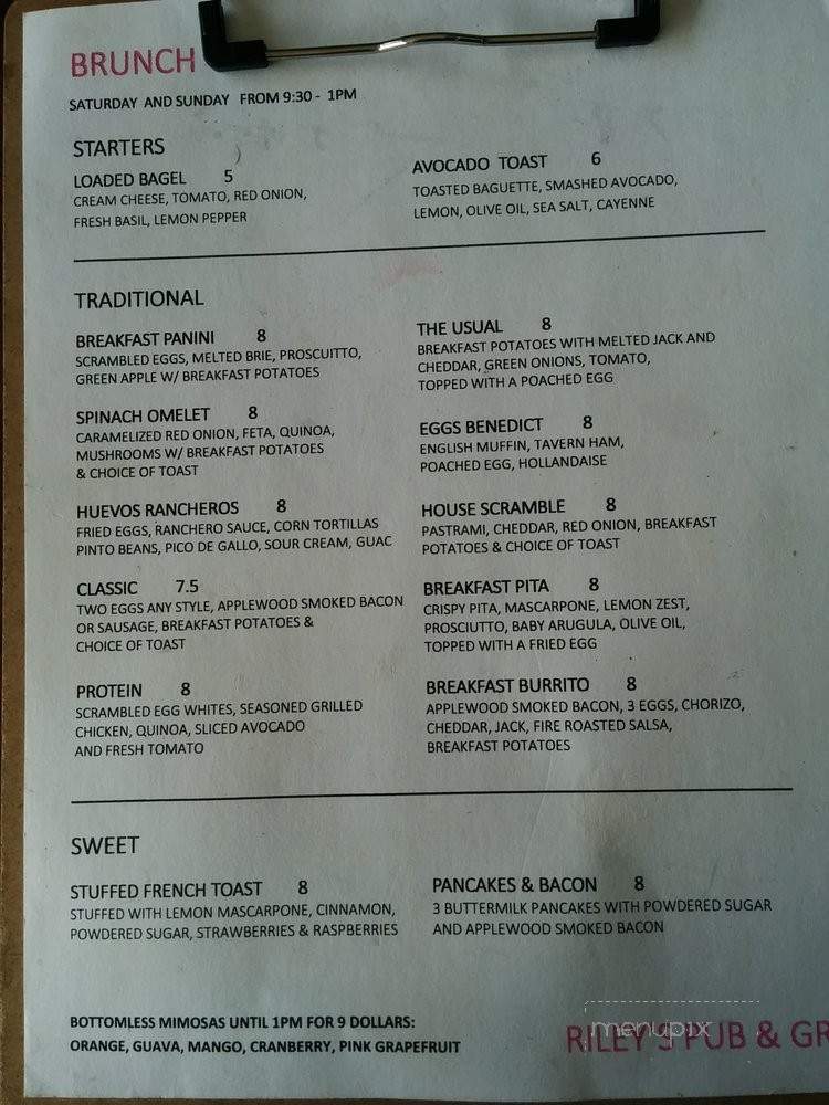 Riley's Belmont Shore Bar and Grill - Long Beach, CA menu_pic