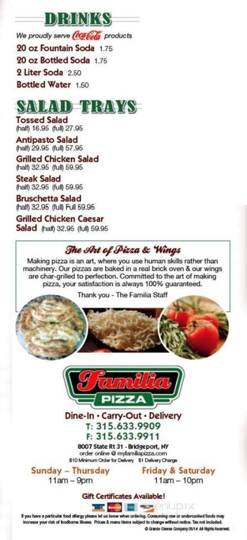 Familia Pizza - Bridgeport, NY menu_pic