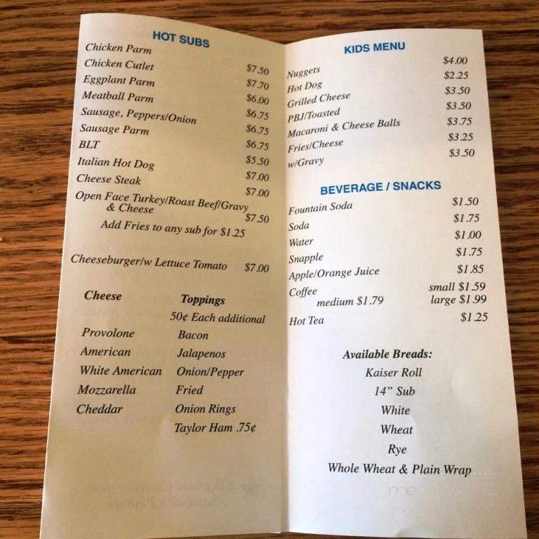 Duke's Sub & Deli - Westfield, NJ menu_pic