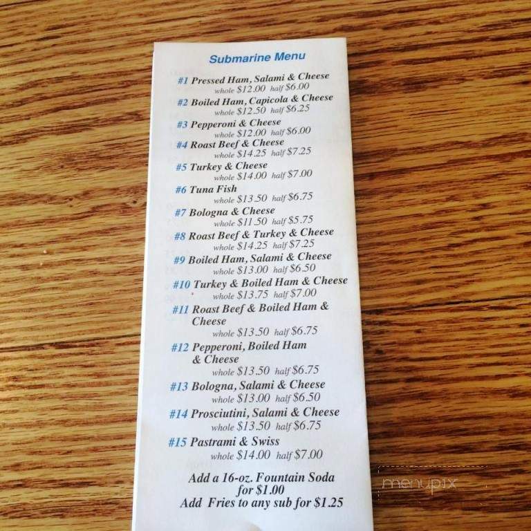 Duke's Sub & Deli - Westfield, NJ menu_pic