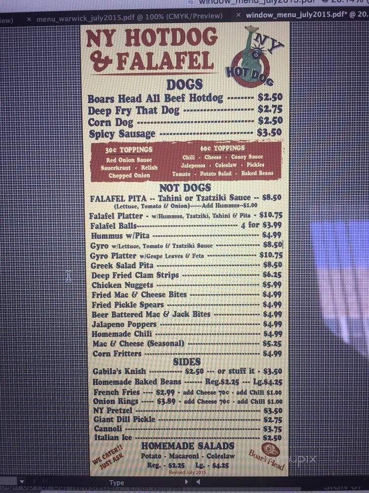 NY Hotdog & Falafel - Warwick, NY menu_pic