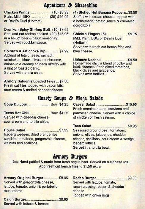 Armory Saloon - Buffalo, NY menu_pic