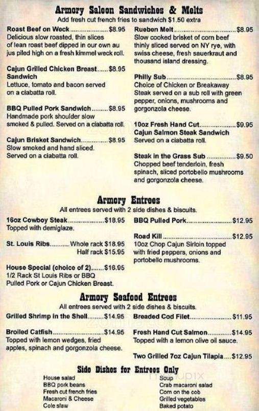 Armory Saloon - Buffalo, NY menu_pic