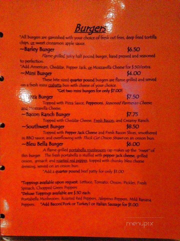 Barley - Tarentum, PA menu_pic