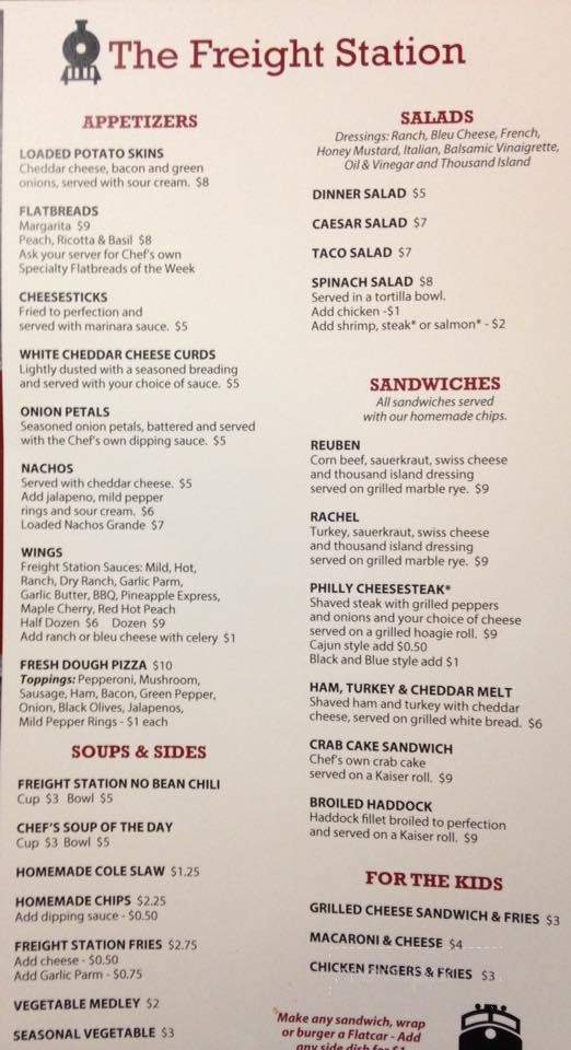 The Freight Station - Johnstown, PA menu_pic