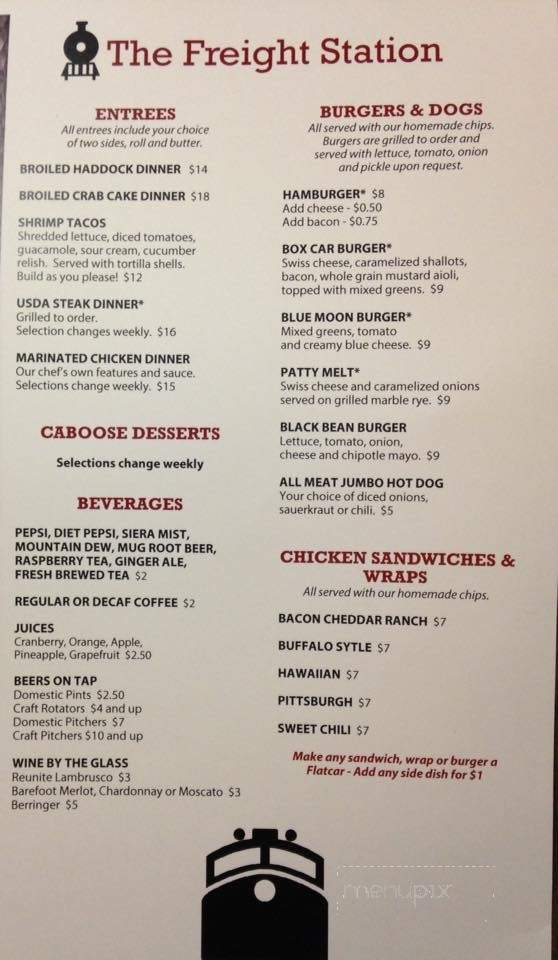 The Freight Station - Johnstown, PA menu_pic