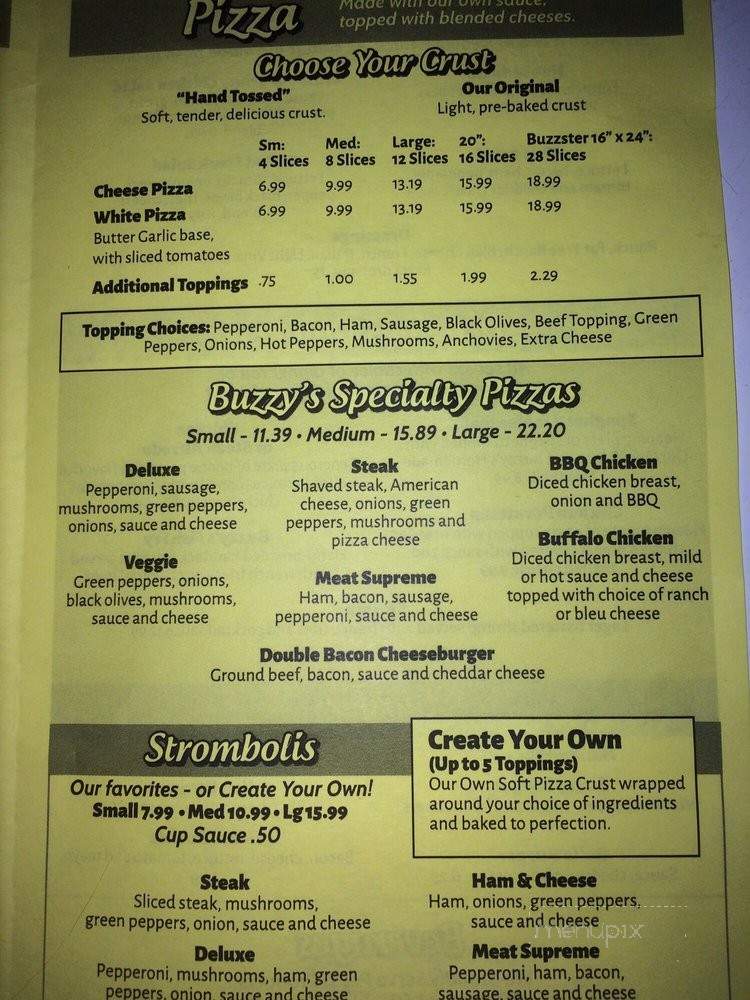 Buzzy's Pizza & Pub - Johnsonburg, PA menu_pic