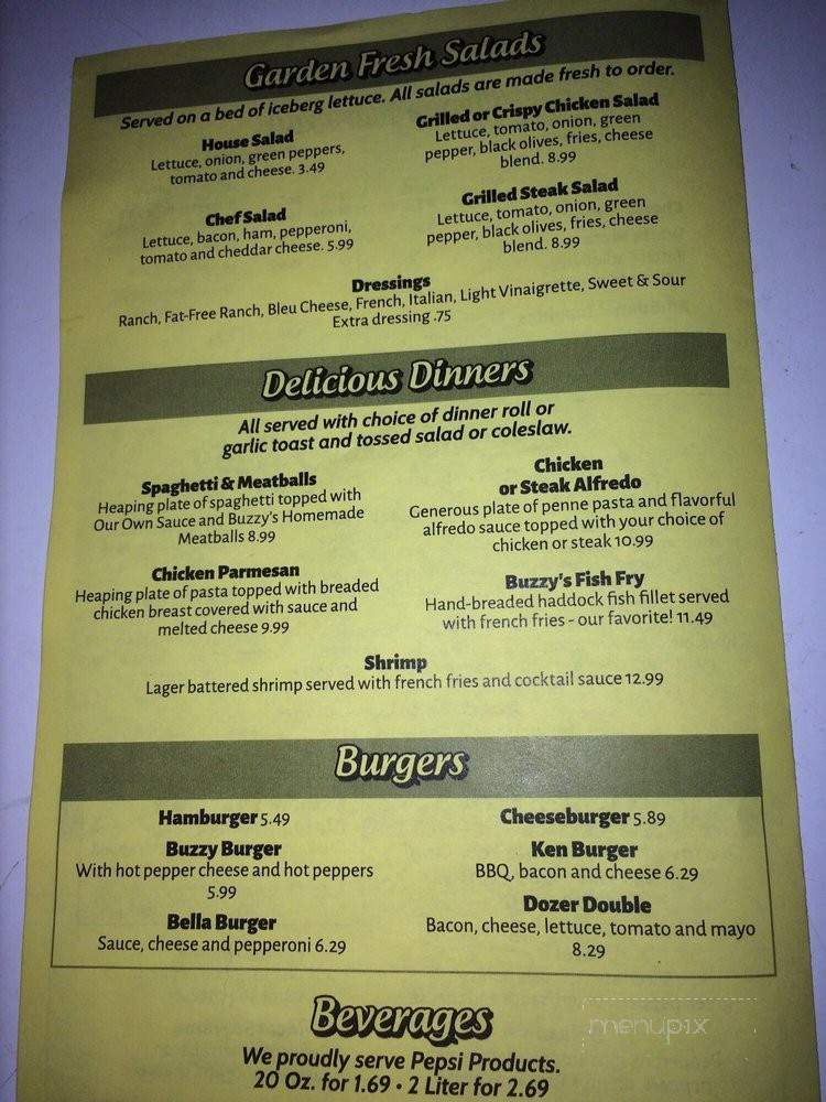 Buzzy's Pizza & Pub - Johnsonburg, PA menu_pic