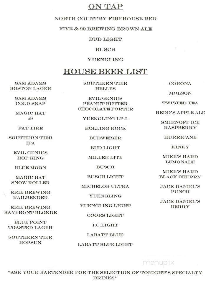 Owl's Nest - Saegertown, PA menu_pic